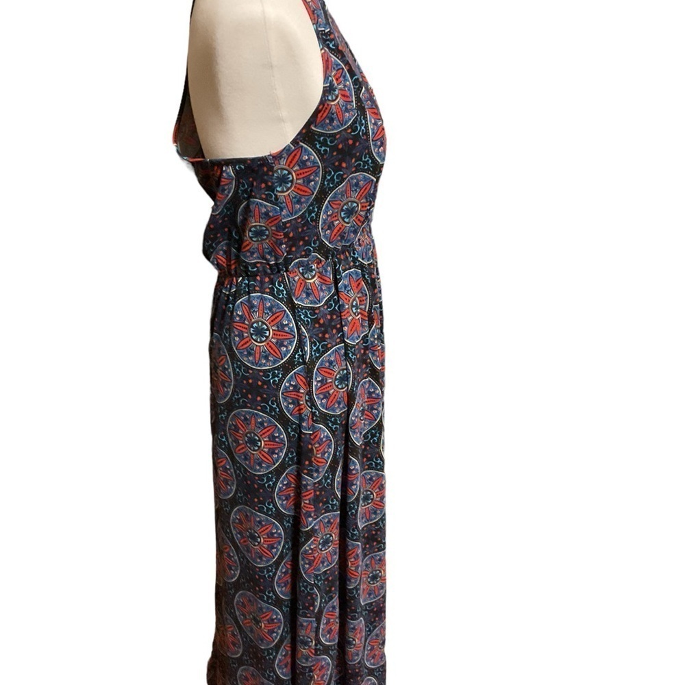 French Grey Graphic Print Knit Spaghetti Strap Maxi Dress - Picture 4 of 5